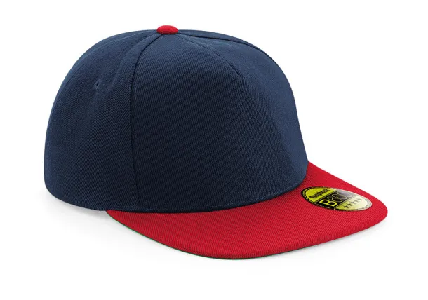  Original Flat Peak Snapback - Beechfield French Navy Classic Red