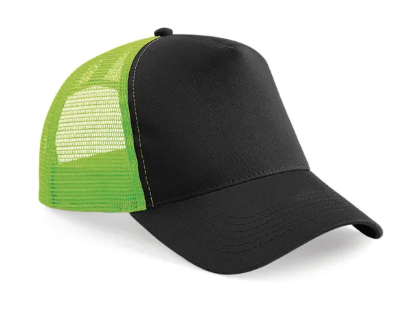  Snapback šilterica - 5 panela - Beechfield Crna Lime Green