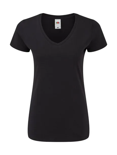  Ženska kratka majica s V-izrezom, 150 g/m² - Fruit of the Loom Crna