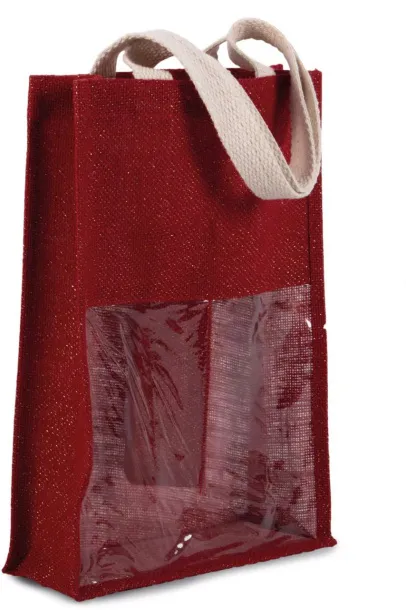  JUTE BOTTLE BAG - Kimood Cherry Red Gold