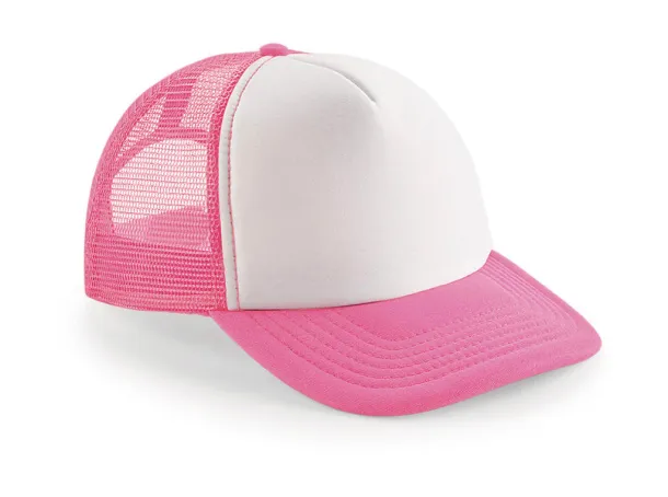  Vintage snapback šilterica - 5 panela - Beechfield Fluorescent Pink Bijela