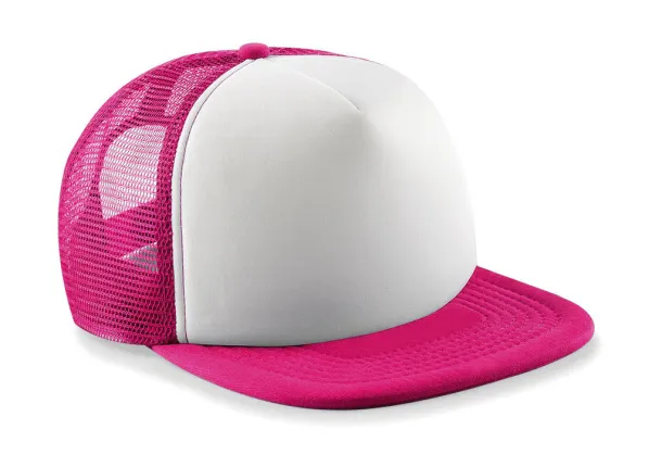  Vintage snapback šilterica - 5 panela - Beechfield Fuchsia Bijela