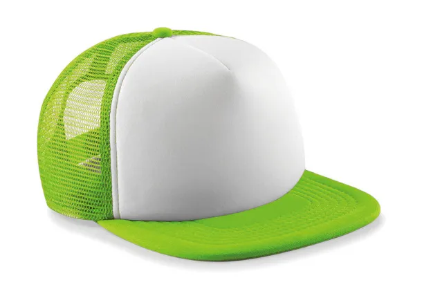  Vintage snapback šilterica - 5 panela - Beechfield Lime Green Bijela