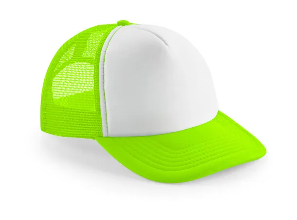  Vintage snapback šilterica - 5 panela - Beechfield Fluorescent Green Bijela