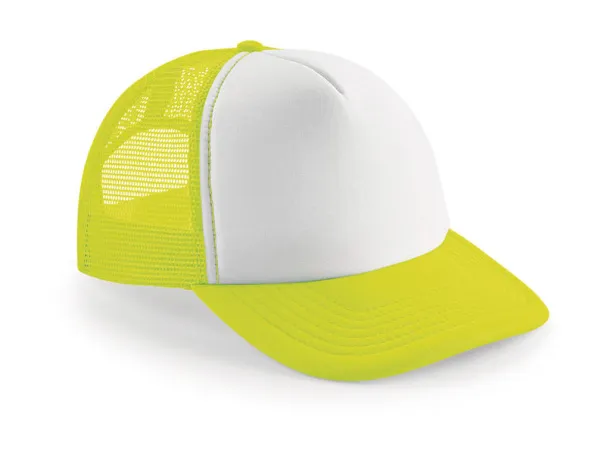  Vintage snapback šilterica - 5 panela - Beechfield Fluorescent Yellow Bijela