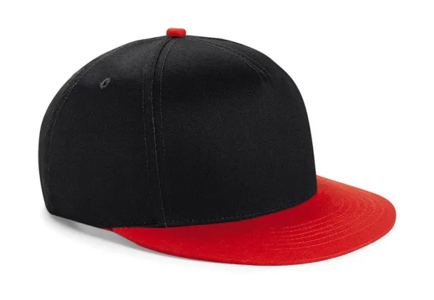  Dječja snapback šilterica - 6 panela - Beechfield Crna Bright Red