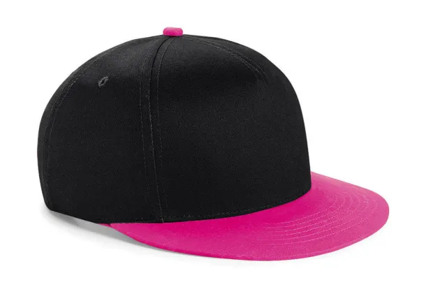  Dječja snapback šilterica - 6 panela - Beechfield Crna Fuchsia