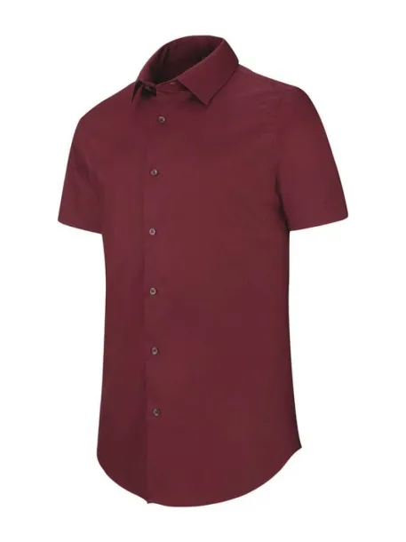  SHORT-SLEEVED COTTON/ELASTANE SHIRT - Kariban Wine