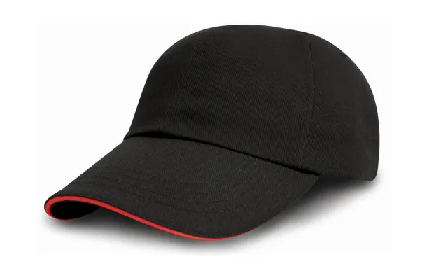  Brushed Cotton Drill Cap - Result Headwear Black Crvena