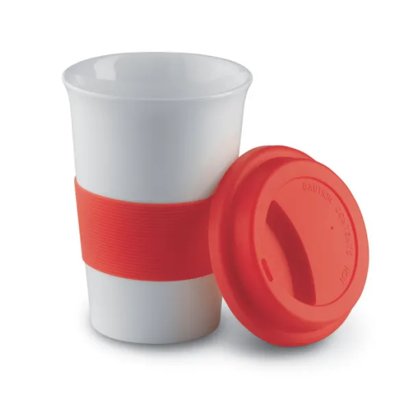 TRIBECA Ceramic mug w/ lid and sleeve Red