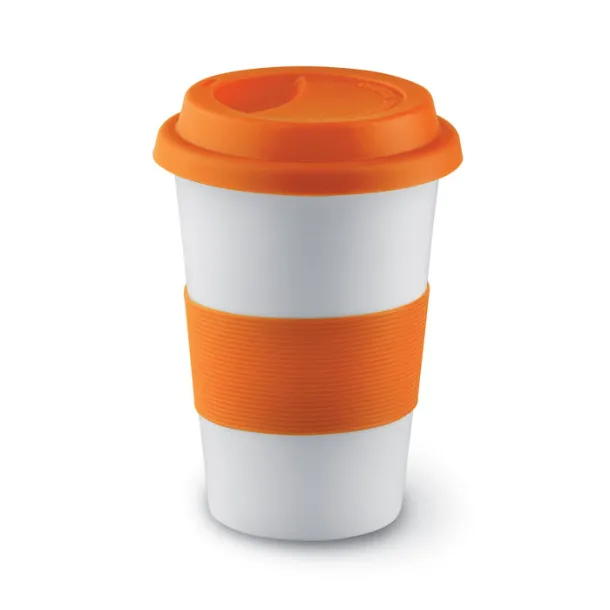 TRIBECA Ceramic mug w/ lid and sleeve Orange