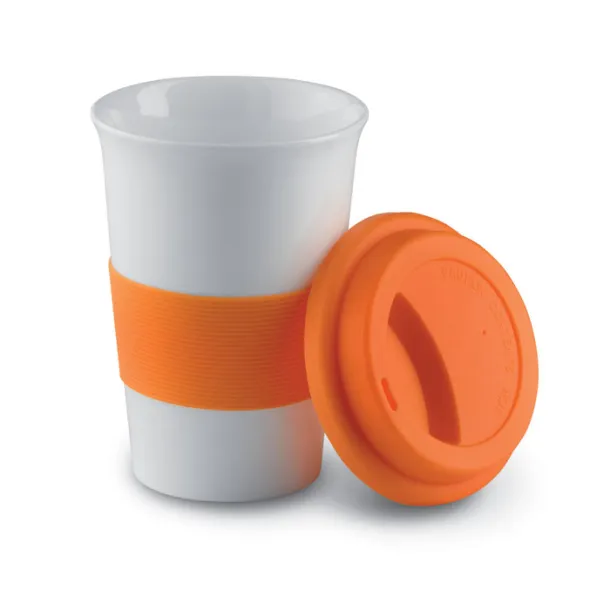 TRIBECA Ceramic mug w/ lid and sleeve Orange