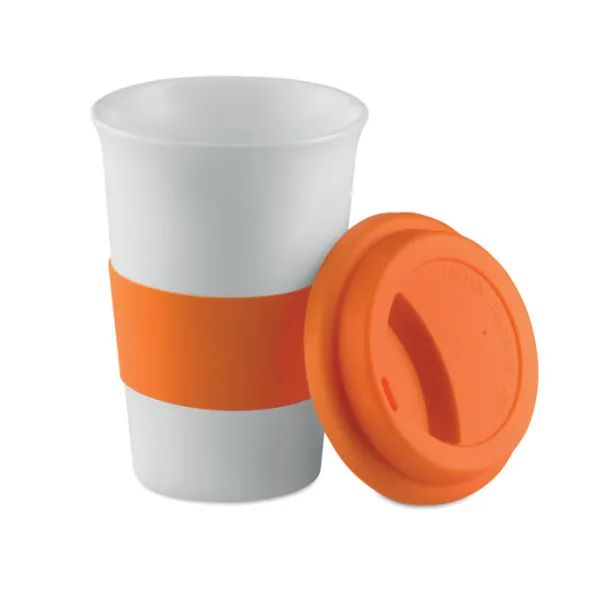 TRIBECA Ceramic mug w/ lid and sleeve Orange