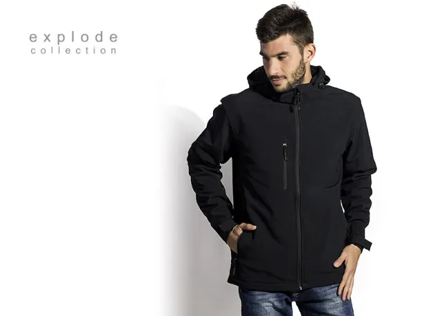 PROTECT MEN softshell hooded jacket - EXPLODE Black