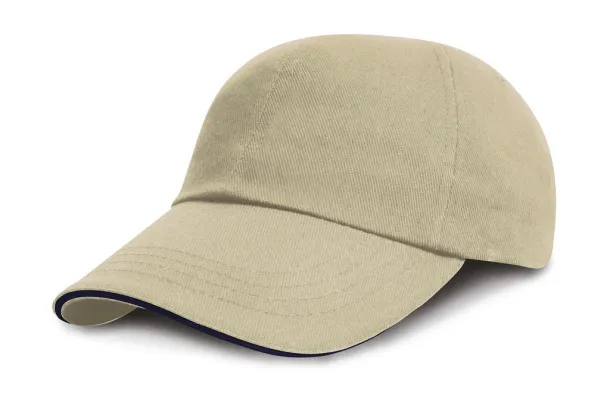  Brushed Cotton Sandwich Cap - Result Headwear Natural Navy