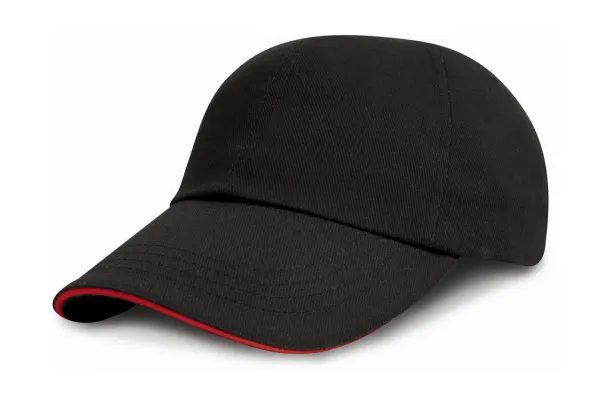  Brushed Cotton Sandwich Cap - Result Headwear Black Crvena