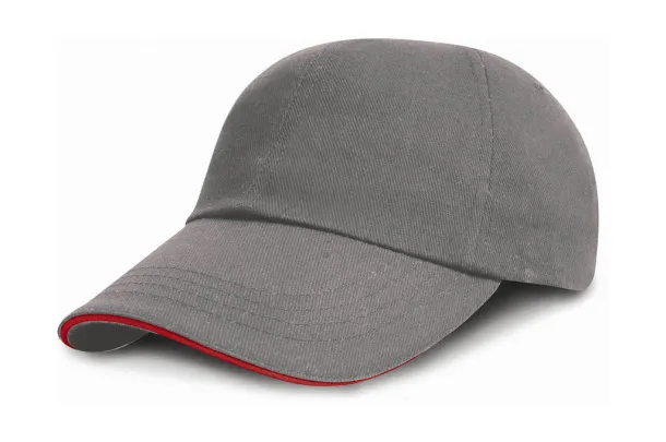  Brushed Cotton Sandwich Cap - Result Headwear Siva Crvena