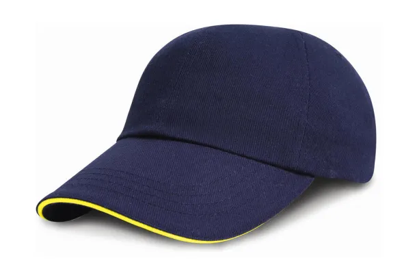  Brushed Cotton Sandwich Cap - Result Headwear Navy Yellow