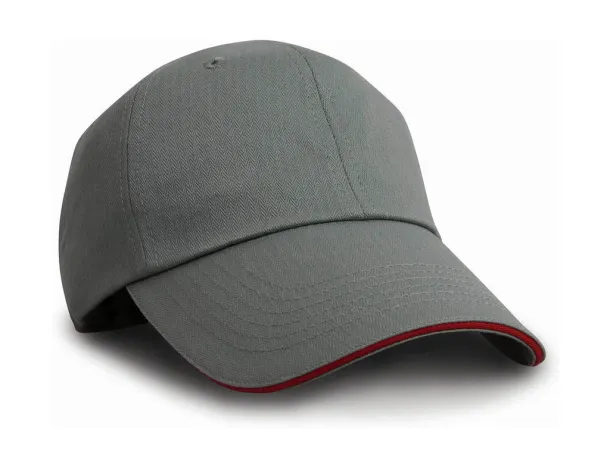  Herringbone Cap - Result Headwear Siva Crvena