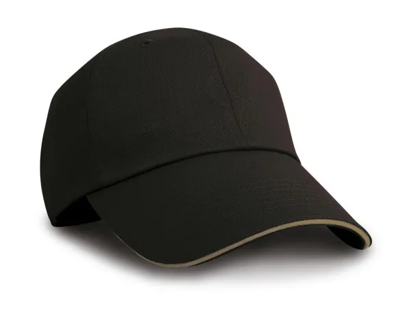  Herringbone Cap - Result Headwear Black Tan