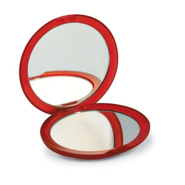 RADIANCE Rounded double compact mirror transparent red