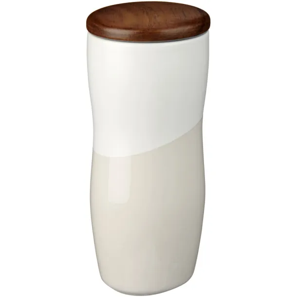 Reno 370 ml double-walled ceramic tumbler - Unbranded White