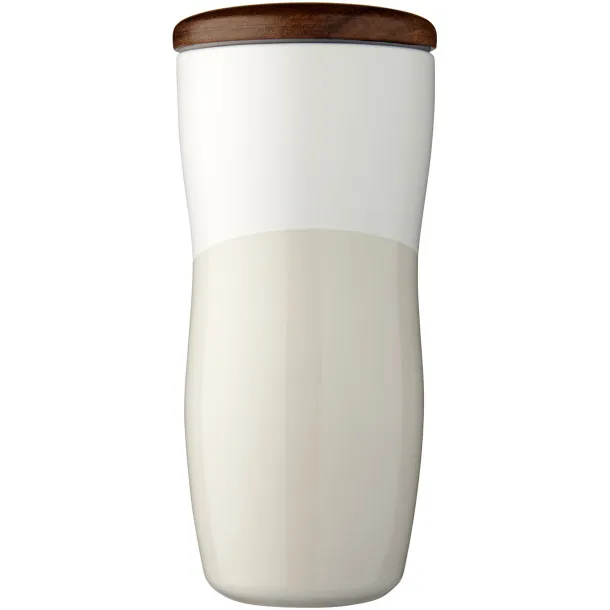 Reno 370 ml double-walled ceramic tumbler - Unbranded White