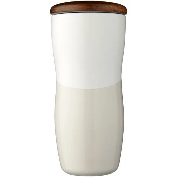 Reno 370 ml double-walled ceramic tumbler - Unbranded White