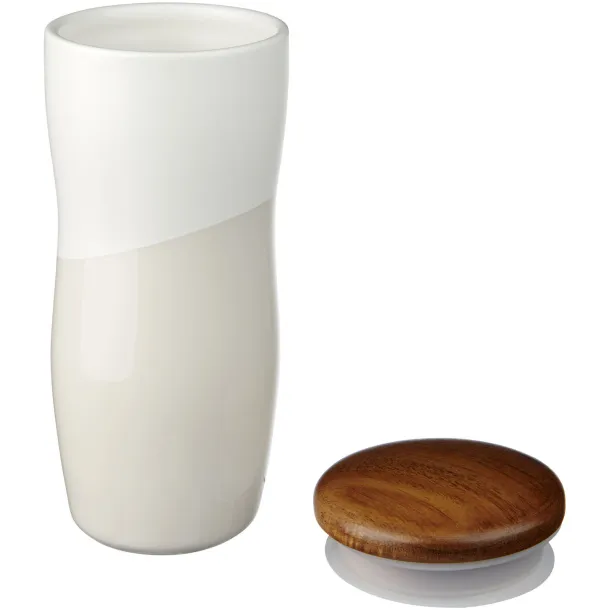 Reno 370 ml double-walled ceramic tumbler - Unbranded White