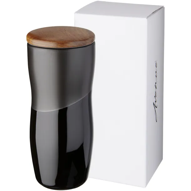 Reno 370 ml double-walled ceramic tumbler Solid black