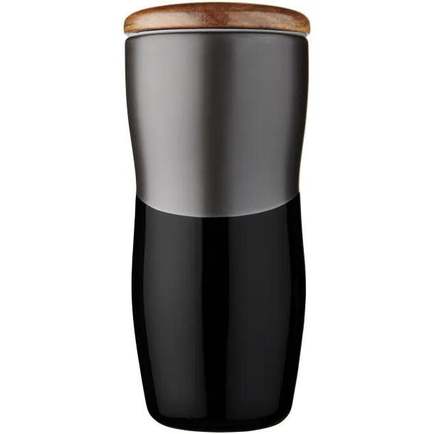 Reno 370 ml double-walled ceramic tumbler - Unbranded Solid black