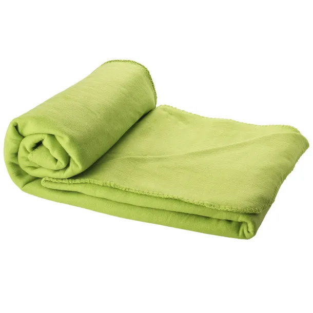 Huggy fleece plaid blanket with carry pouch Lime