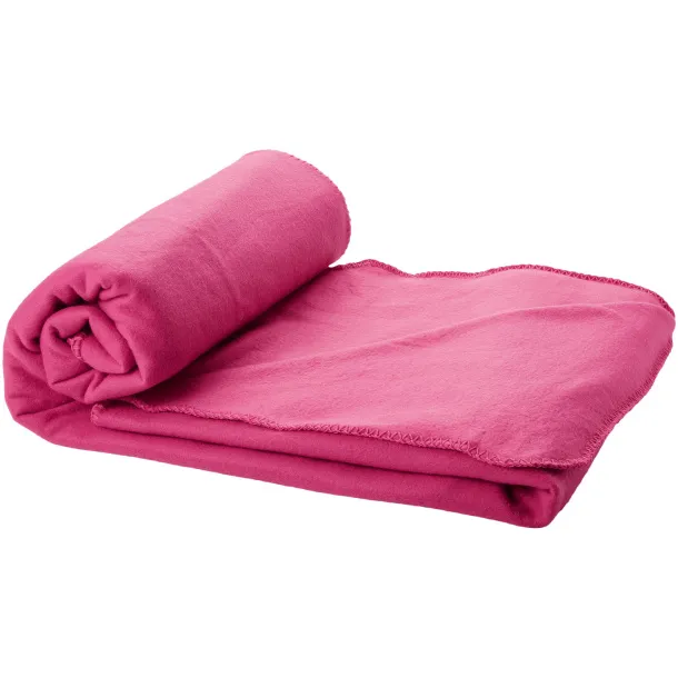 Huggy fleece plaid blanket with carry pouch Magenta