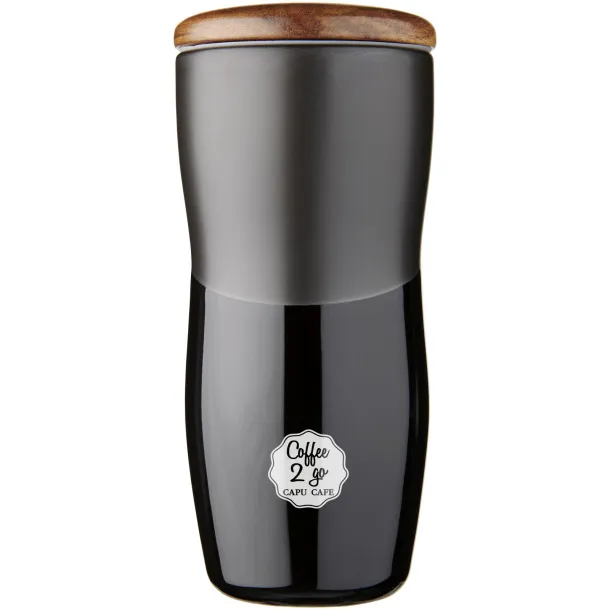 Reno 370 ml double-walled ceramic tumbler Solid black