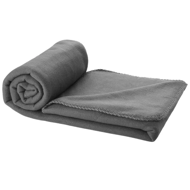 Huggy fleece plaid blanket with carry pouch Anthracite