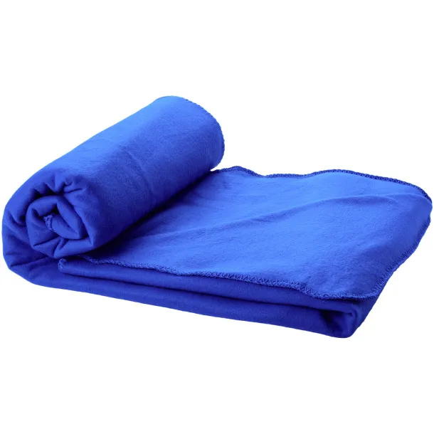 Huggy fleece plaid blanket with carry pouch Royal blue