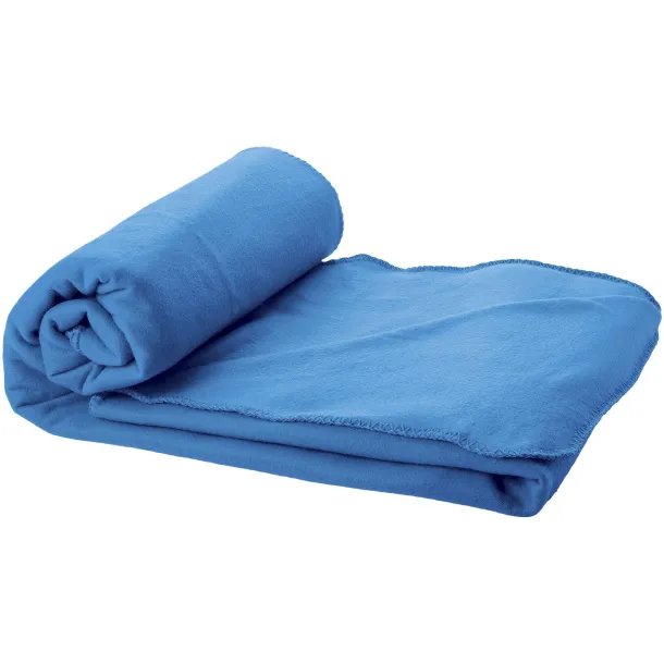 Huggy fleece plaid blanket with carry pouch Process blue