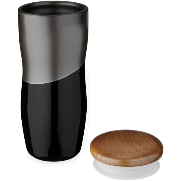 Reno 370 ml double-walled ceramic tumbler - Unbranded Solid black