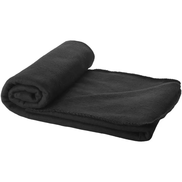 Huggy fleece plaid blanket with carry pouch Solid black