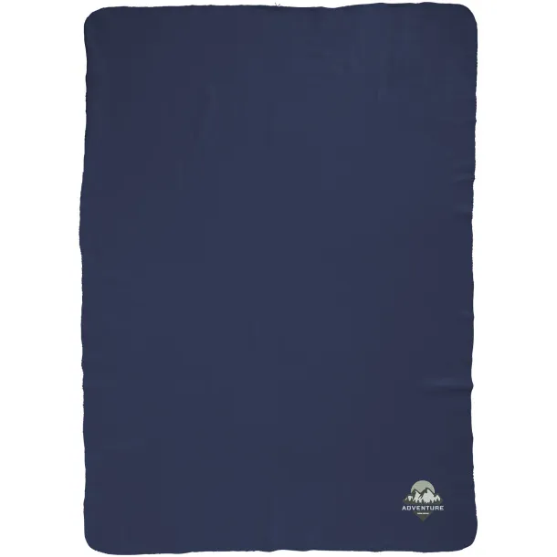 Huggy fleece plaid blanket with carry pouch Navy Blue