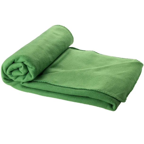 Huggy fleece plaid blanket with carry pouch Green