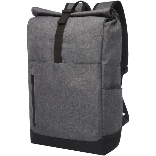 Hoss 15.6" roll-up laptop backpack - Unbranded Heather grey Solid black