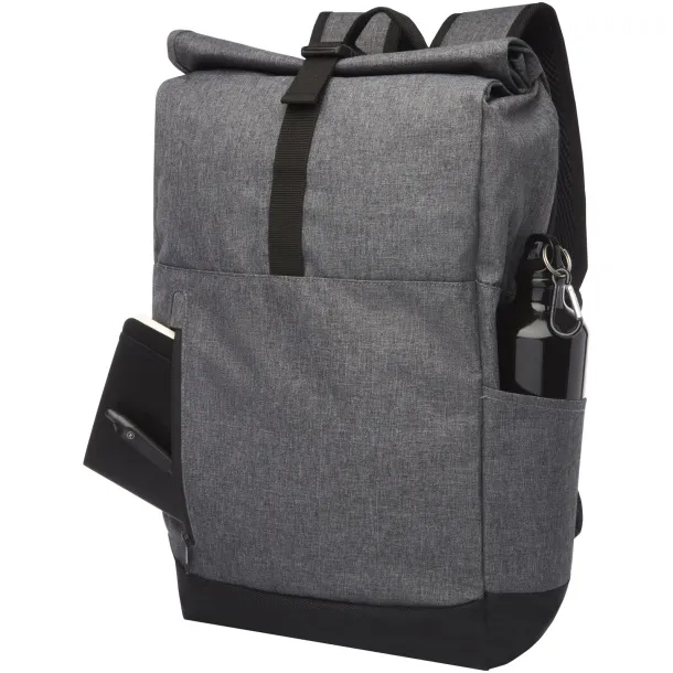 Hoss 15.6" roll-up laptop backpack - Unbranded Heather grey Solid black