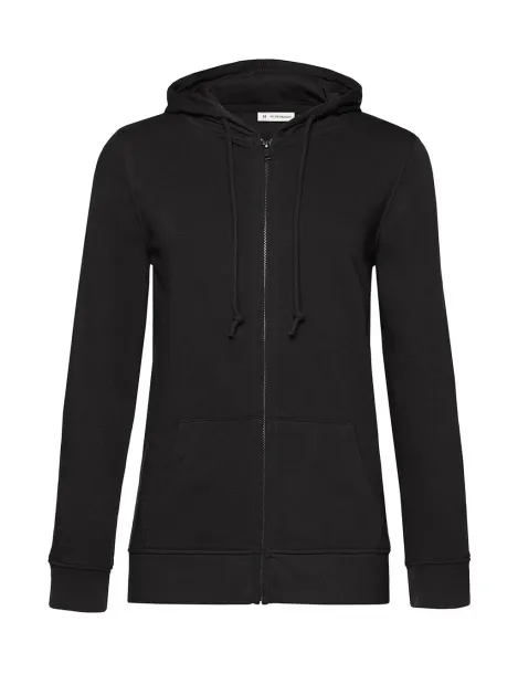  Ženski hoodie od organskog pamuka s patentnim zatvaračem, 280 g/m² - B&C Black Pure
