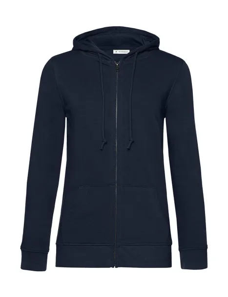  Ženski hoodie od organskog pamuka s patentnim zatvaračem, 280 g/m² - B&C Mornarsko plava