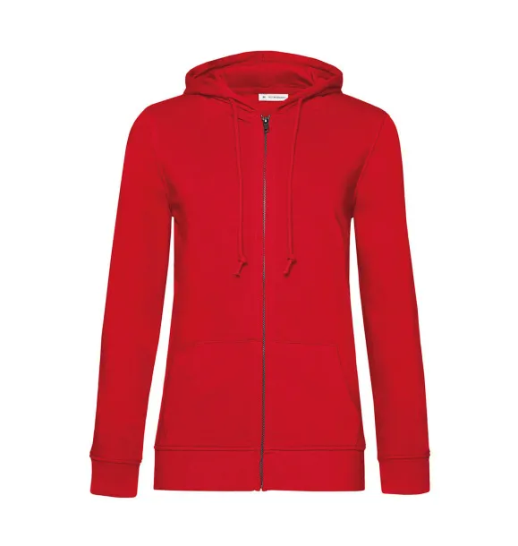  Ženski hoodie od organskog pamuka s patentnim zatvaračem, 280 g/m² - B&C Crvena
