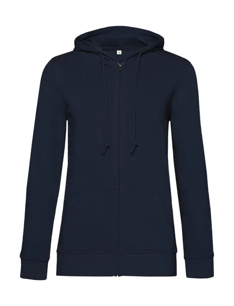 Ženski hoodie od organskog pamuka s patentnim zatvaračem, 280 g/m² - B&C Mornarsko plava