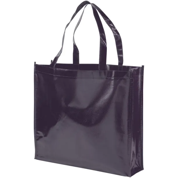 Shiny laminated non-woven shopping tote bag - Bullet Navy Blue