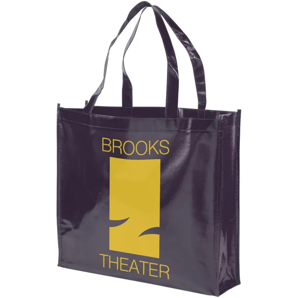 Shiny laminated non-woven shopping tote bag - Bullet Navy Blue