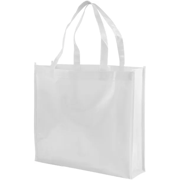 Shiny laminated non-woven shopping tote bag - Bullet White